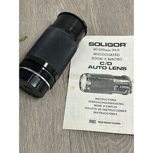Soligor f4.5 80-200mm Zoom + Macro C/D Auto Lens With Instruction Manual